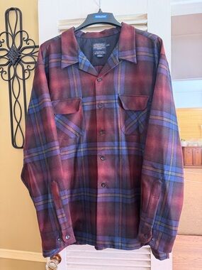 Pendleton Burgundy Plaid Lightweight Shirt Jacket
